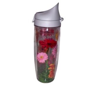 Tervis Floral Double-Walled Water Bottle - Pink & Red Daisy Design